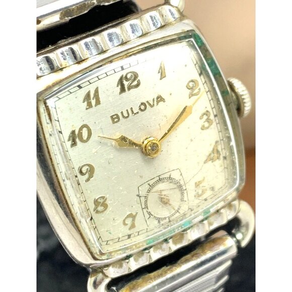 Bulova Men's Watch Vintage 1951 Swiss Hand Wind Silver Dial Gold Expansion Band - Picture 12 of 13